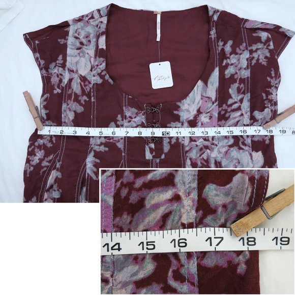 NWT $128 FREE PEOPLE Sully Mini Dress Floral Raisin Combo S - Picture 10 of 14